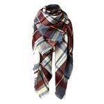 Women's Fall Winter Scarf Classic Tassel Plaid Scarf Warm Soft Chunky Large Blanket Wrap Shawl Scarves - purple - One Size