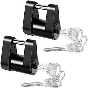 AutoEC Trailer Hitch Coupler Lock, Trailer Tongue Coupler Lock, 1/4-Inch Pin, 3/4 Inch Span, Zinc Alloy Coupler Lock with Keys for Tow Boat RV Truck Car's Coupler(2 Pack)