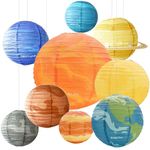 SINGOMON 9PCS Solar Lanterns Solar System Planet Lanterns Round Paper Lanterns Universe Planet Paper Lanterns Hanging Paper Lanterns Paper Lamps