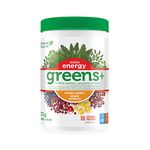 Genuine Health Greens+ Extra Energy, 10 servings, Superfoods, Antioxidants and Polyphenols for daily immediate energy or workout boost, Natural Orange flavoured powder,133g