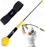 Golf Swing Training Aid Warm-Up Stick, Tempo Speed Trainer 45" with Arm Band Correction for Strength Grip Flexibility Indoor Practice Accessories (45 inch, Yellow Tempo Trainer with Arm Band)