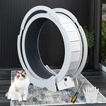 Cat Wheel, Cat Wheel Exercise, Cat Exercise Wheel, Cat Treadmill with Carpeted Runway, Cat Running Wheel Fitness Weight Loss Device, Cat Wheel Exercise Treadmill, Cat Sport Toy, White-42 inches