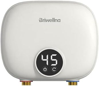 Briwellna Electric Instantaneous Tankless Water Heater 5.5kW 220V, Instant Hot Water Heater with Digital Display for Kitchen Bathroom Sink Counter Under/Above Home Indoor (Cream)