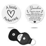 Grandma Birthday Gifts for Women Grandmother Christmas Gifts for Nana Grandma from Granddaughter Grandson I Hugged This Really Tight Pocket Hug Token Gifts with Lether Keychain