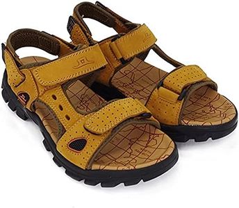 Hiking Sandals Men Walking Fishermen Leather Sports Fisherman Anti-Slip Water Open Strap Slides Traveling Comfortable (Yellow, Numeric_11_Point_5)