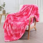 Exclusivo Mezcla Large Soft Fleece Throw Blanket, 127x178 CM Stylish Jacquard Throw Blanket for Couch, Cozy, Warm, Lightweight and Decorative Tie-dye Hot Pink Blanket