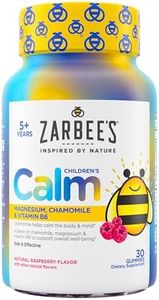 Zarbee's Children's Calm Gummy, Supports a Calm Mind & Body for Kids Ages 5+, Made with Magnesium, Chamomile & Vitamin B6, Natural Raspberry Flavor, 30 Count Gummies