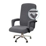 Turquoize Office Chair Cover Stretch Office Chair Covers with Arms Computer Chair Cover Universal Removable Rotating Boss Office Chair Slipcovers Desk Chair Cover for Dogs Cats Pets, Gray