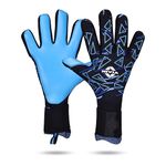 Nivia Nitro Goalkeeper Gloves for Men & Women, 4mm Super Soft Latex Palm, Knitted Backhand, Removable Strap, Wet & Dry Compatible Grip, Professional Gloves for Match & Training Play (Black/Blue, XL)