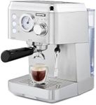 GEEPAS Espresso & Cappuccino Coffee Machine with Milk Frother, 15 Bar Pressure | 1.8L Detachable Water Tank Capacity, Stainless Steel Housing | 1140W, Silver