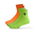 Athl Athletic Sports Socks |Unisex Everday Mid Calf Length |Compression Band |Odour-Free & Breathable|Light Weight Training Sports Socks | Pack of 4 | Neon Orange|Neon Green