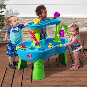 Step2 Rain Showers Splash Pond Water Table – 13-Piece Kids Outdoor Sensory Toy, Blue & Green