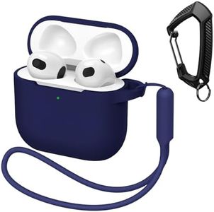 MATEPROX Funda de Silicona Compatible con AirPods 4, Estuches Protectora a Prueba de Golpes con Llavero y Correa, Antirayas Funda para AirPods 4ª Generación 2024-Azul Celeste