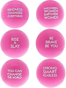 Juvale 6 Pack Motivational Stress Ball for Adults, Hot Pink Sensory Ball for Women, Hand Exercise Balls with Inspirational Quotes, Foam Balls, Fidget Tools, 2.5 Inches