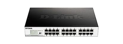 D-Link DGS-1024D/B 24‑Port Gigabit Unmanaged Desktop Switch, Hub, Internet Splitter, Metal, Fanless, Plug and Play - UK Model black DGS-1024D/B