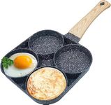 ZDQTRA 4 Hole Non Stick Egg Frying pan with Detachable Wooden Handle,Multi Purpose Frying pan for Omelet uttapam idli Burger Poached Egg Kitchen Breakfast (1 pcs/Multicolor)