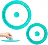 Modern Innovations Universal Lids (Set of 2) Fits 7 to 12-Inch Cookware, Silicone Replacement Pan Lid, Glass Top Covers for Skillets, Pots, Frying Pans, Cast Iron - Turquoise | Teal