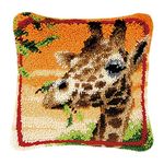 ROCKY&CHAO Myriad Choices Latch Hook Kit Pillowcase Embroidery Kits Cushion Cover for Home Decor, Giraffe, 43 X 43 cm (BZ-240)