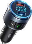 Octeso Upgraded V5.0 FM Bluetooth Transmitter Car, QC3.0 & LED Backlit Wireless Bluetooth FM Radio Adapter Music Player/Car Kit with Hands-Free Calls, Siri Google Assistant