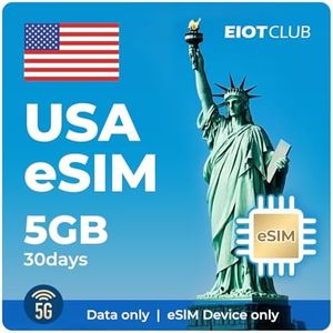 eSIM USA for 5GB 30 Days - 5G/4G High Speed Network Prepaid eSIM USA, QR Code Activation, Data ONLY, No Voice/SMS