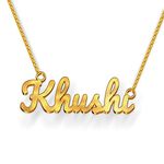 DREAMRAX Khushi Name Necklace in Gold Polish – Bold Cursive Font, Personalized Jewelry for Women & Girls, Splash Proof & Anti-Tarnish, Custom Gift, Durable and Stylish, Best for Everyday Wear