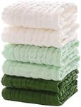 MUKIN Baby Washcloths - Soft Face Cloths for Newborn, Absorbent Bath Face Towels, Baby Wipes, Burp Cloths or Face Towels, Baby Registry as Shower. Pack of 6-12x12 inches (Green)