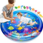 Whixant Tummy Time Water Mat, Inflatable Activity Center Promoting Baby Motor And Sensory Development, Grow Through Play Sensory Stimulation Gift For Infants Toddlers Boys Girls,Blue