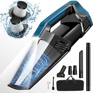 Cordless Car Vacuum Handheld Vacuum Cleaner with LED Light, Lightweight High Power Hand Vacuum, Hand Held Vacuum Cleaner for Car Home Office and Pet Hair,BlackBlue