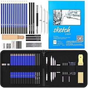 Corslet 35 Pieces Drawing Kit Professional Pencils and Sketch for Artist Sketching Shading Set Art Pencil Supplies with Carry Bag