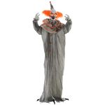 HOMCOM 183cm 72" Orange Classic Clown Outdoor Halloween Decoration, Halloween Animatronic with Sound Activated, Light Up Eyes, Sound Effects, Animated Prop for Haunted House