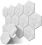 JBER Professional Hexagon Acoustic Foam Panels, Sound Proof Padding Soundproofing Absorption Panel, 14" X 12" X 0.4"/35.6 X 30 X 1 cm High Density Wall Tiles for Acoustic Treatment (12P Silver Gray)