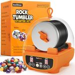 C5 Rock Tumbler for Kids - Dual Noise-Reduction Design for Quiet Tumbling, Adjustable Timer & Speed with Full Accessories & Memory Function, Complete STEM Rock Polishing Kit - Beginners' Best Choice