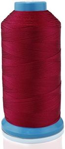 Aussel Fil à coudre en nylon collé - 1 374 m - Taille T70#69 - Pour tissus d'ameublement, marché extérieur, draperie, perlage, bagages, sacs à main (rouge)