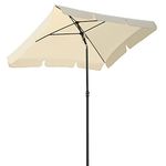 LIFERUN 2 x 1.25m Garden Parasol Umbrella, Patio Parasol, Outdoor Sun Shade, w/Crank & Push Button Tilt foldable market parasol for Backyard, Poolside, Lawn and Garden UV 30+(Beige)…