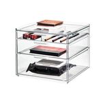 iDesign Signature Series by Sarah Tanno 3-Drawer Tall Cosmetic Organizer, Clear/Matte White