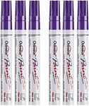 Purple Paint Markers Pens - Single color 6 Pack Permanent Oil Based Paint Pen, Medium Tip, Quick Dry and Waterproof Marker for Rock, Wood, Fabric, Plastic, Canvas, Glass, Mugs, Canvas, Glass