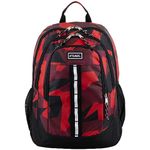 FUEL Large Multipocket Unisex Backpack with Water Resistant Bottom, Red Camouflage, Large, School