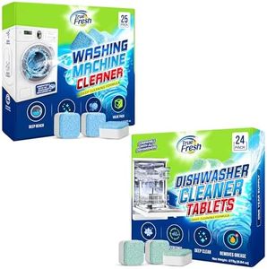 True Fresh Washing Machine Cleaner Tablets, Washer Tablets compatible with Laundry Front loader -Top load - HE, Dishwasher Cleaner and Deodorizer, Dishwasher Cleaner Tablets - 48 pcs Bundle