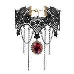 iWenSheng Halloween Costumes Jewelry for Women - Steampunk Black Lace Choker Necklace Gothic Jewelry Accessories, Vampire Choker Necklace Costume for Teen Girls, Medium, Resin, Rhinestone