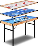 SereneLife Multi Games Table, 4 in 1 -Game Table, Portable- Folding Multi Games Table, Ping Pong, Air Hockey, Pool Billiards, and Shuffleboard, Indoor/Outdoor Use, For All Ages