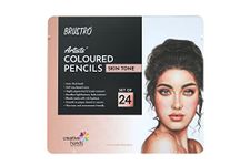 BRUSTRO Artist's Colour Pencil Skin Tone| Set of 24 (in an Elegant tin Box) | Ideal for Coloring, Vibrant shades, human face, Break & Fade resistant, DIY Art,Highly Pigmented, Mandala, Portrait