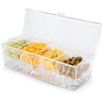 Cocktailor 4 Tray Chilled Bar Top Food & Garnish Station with Lid - Condiment Dispender for Bartending, Taco Bar, Ice Cream, Fruit, Salad Bar - Topping Organizer for Restaurant Supplies, Accessories