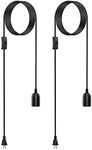 AryaLight 2-Pack Hanging Light Cord,15 ft Plug in Pendant Light Cord with On/Off Switch E26 E27 Socket (no Bulb Included) Hanging Lantern Cord, Black…