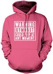 Gymnastics Hoodie Warning Gymnast Could Flip at Any Moment - Kids Unisex Hoodie - Funny Gymnastics Club Sport Squad 7-8 Years Pink