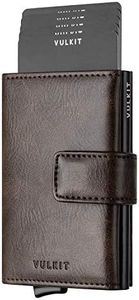 VULKIT Pop Up Wallet, Leather Automatic Credit Card Holder Wallet RFID Blocking Bifold Pocket Wallet with Banknote Slot for Women Men