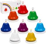 Noamus 8 Notes Desk Bells, Music Bell Percussion Instrument, Colorful Diatonic Metal Bells, Chromatic Musical Table Bell for Church Chorus Holiday Party Supplies Birthday Gift