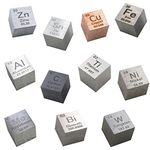 GOONSDS Element Cube - Set of 11 Metal Density Cubest Include Zinc Tin Copper Iron Aluminum Carbon Titanium Nickel Molybdenum Bismuth Tungsten for Collections and Laboratory