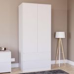 Vida Designs Denver 2 Door Wardrobe With 2 Drawers, Modren Bedroom Furniture (White)