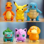 Funfob Cartoon Action Figure Pack of 6 Toy Height -9CM Collectible for Fans Kids Teens PVC Multicolour (Poke Basic)