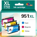 Clorisun 951 951XL Ink Cartridges for HP Printers Compatible for HP 951XL Ink Cartridges Combo Pack 3 Color for HP OfficeJet pro 8600 8610 8620 8100 8625 8630 8615 Printer(Cyan, Magenta, Yellow)